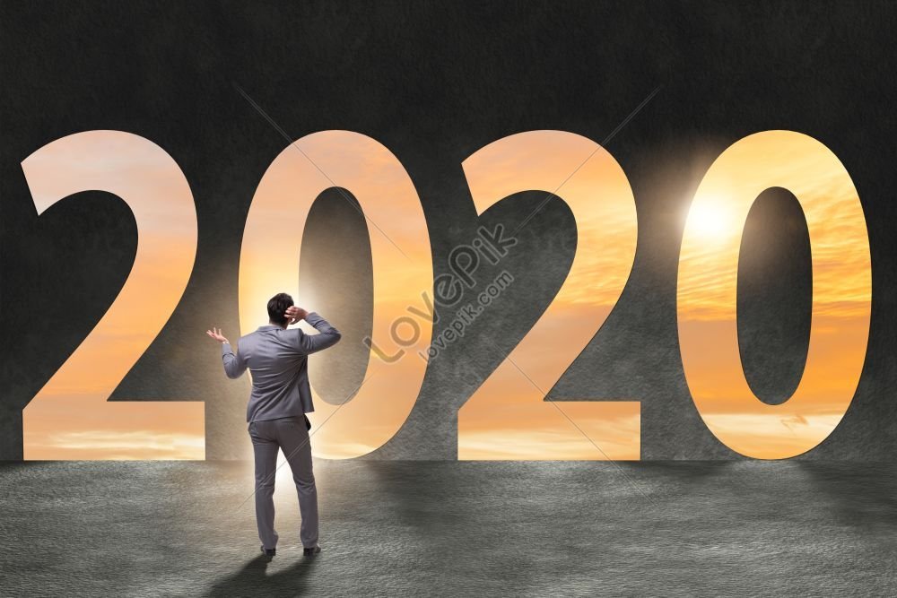 businessman and the concept of new year 2020 a photo essay, plan, date, creative HD Photo