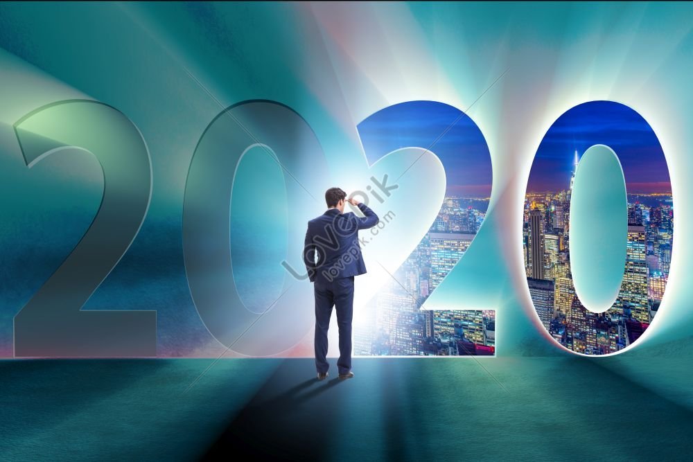 businessman and the concept of new year 2020 a photo essay, plan, date, concept HD Photo