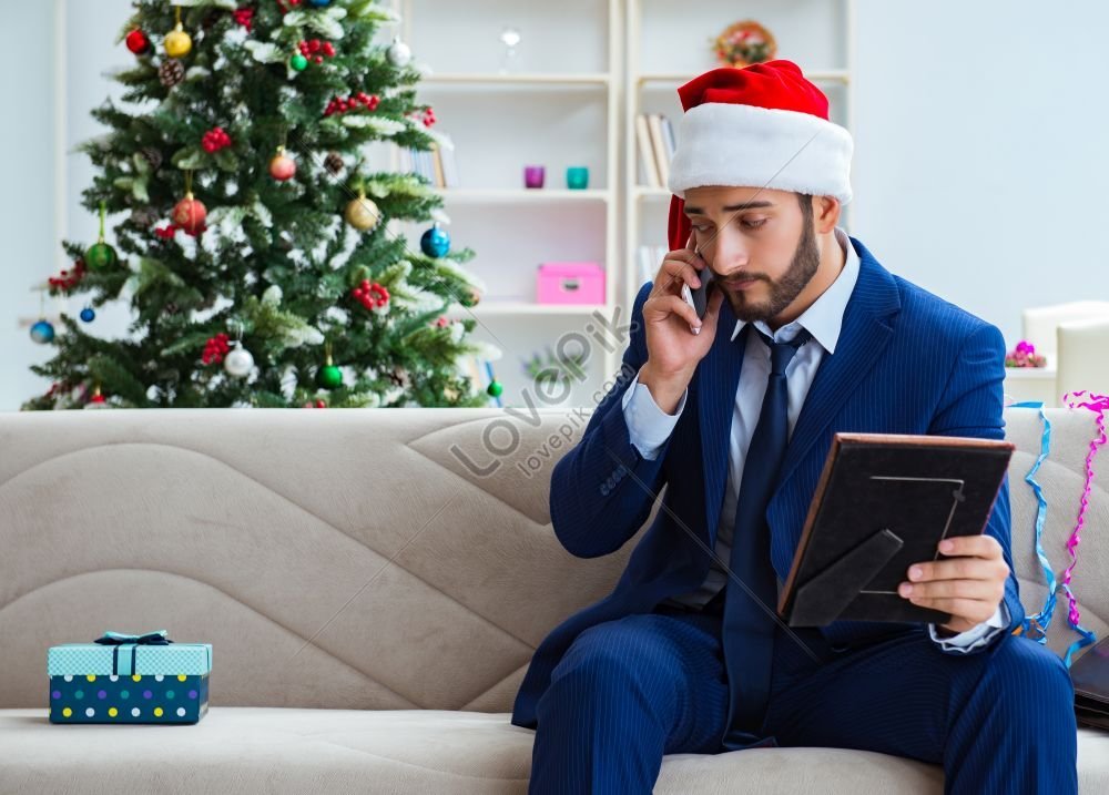 the businessman working from home during the christmas season a photographic essay, unhappy, sad, xmas HD Photo
