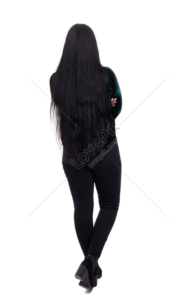 Premium PSD | Portrait of young indian woman showing back, posing and  waiting, looking back