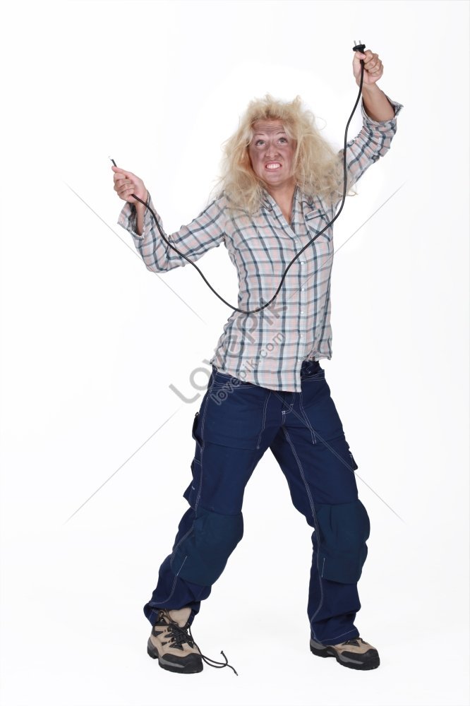 Женщину ударило током. Electric Shock hair PNG.