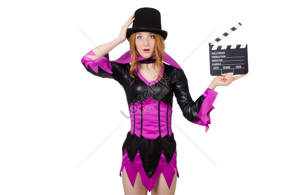 Woman Holding Movie Poster On White Background Picture And HD Photos ...