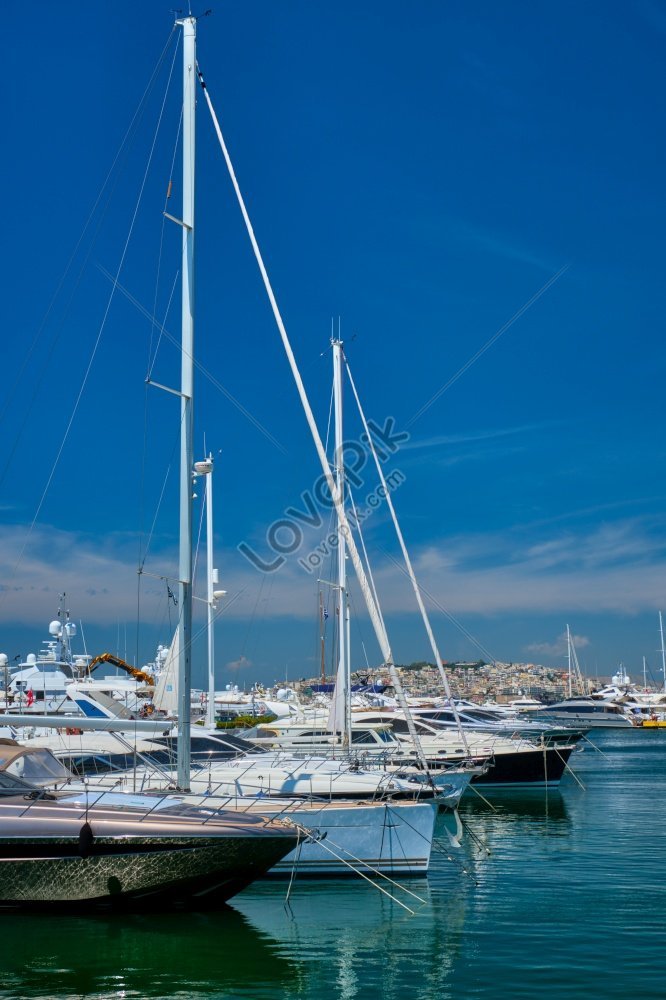 yachts and boats moored on a summer day in the port of athens an athens photo, yacht boat, sea, moor HD Photo