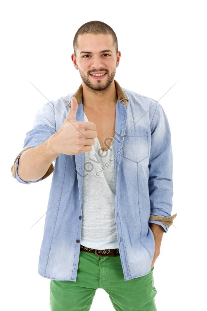 Young Man Giving A Thumbs Up In A Casual Outfit Picture And HD Photos ...