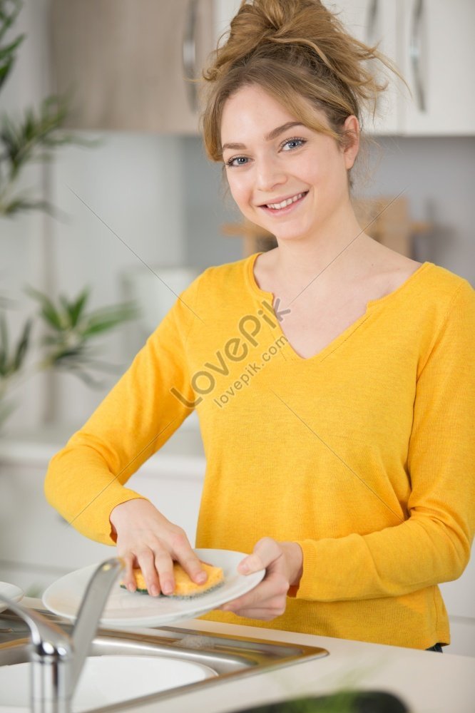 Young Lady Washing Dishes At Home A Photo Picture And HD Photos | Free ...