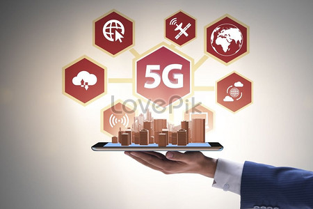 Концепция технологии 5G: высокоскоростное подключение к Интернету для мобильных устройств Фото