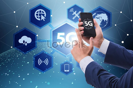 Концепция технологии 5G: высокоскоростное подключение к Интернету для мобильных устройств Фото