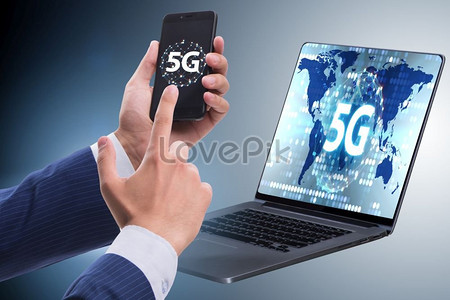 Концепция технологии 5G: высокоскоростное подключение к Интернету для мобильных устройств Фото