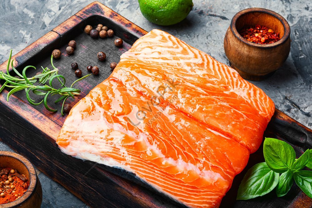 Fresh Raw Salmon Fillet With Cooking Ingredients A Fresh Fish Photo ...