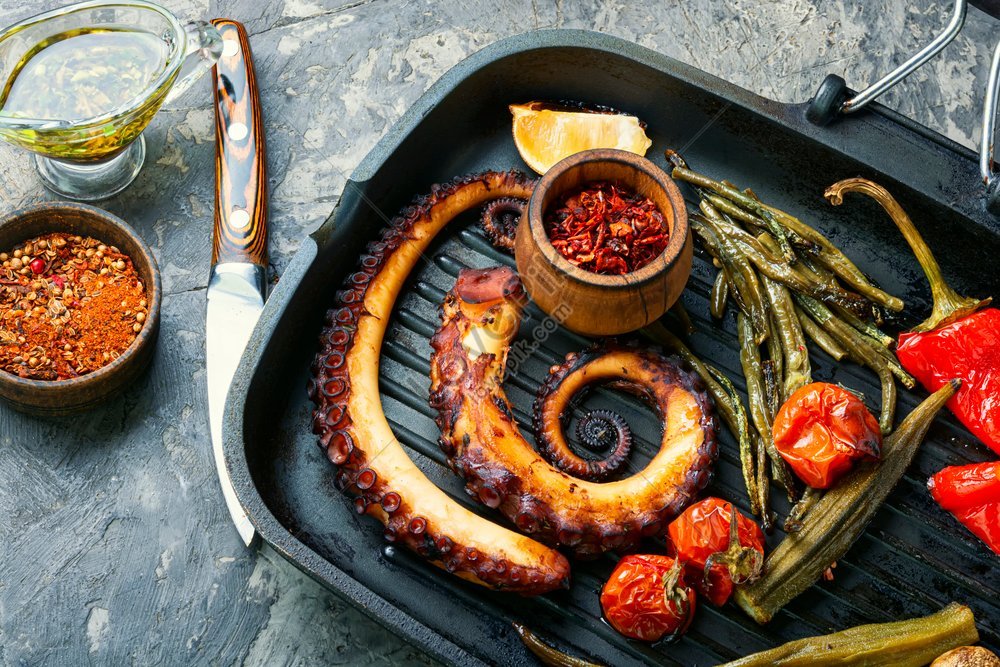 Grilled Octopus With Roasted Vegetables A Pandelicious Photo Of Grilled ...