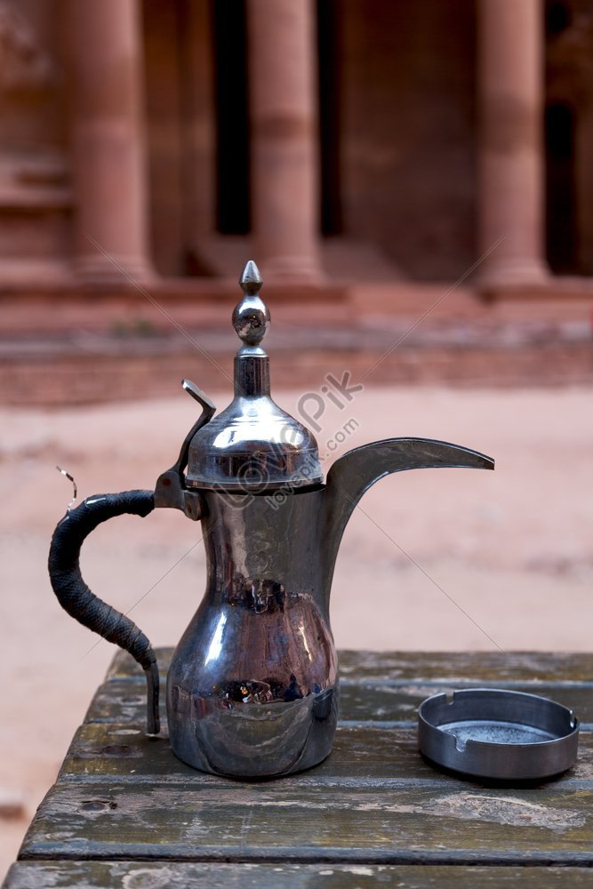 The Traditional Coffee Container Isolated On A Table In Petra Jordan