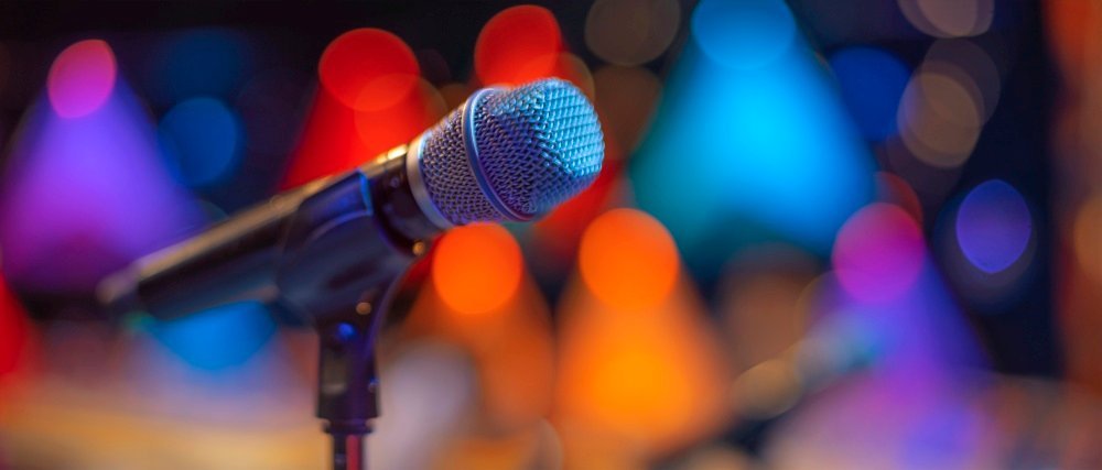 Photo Of Microphone On Stage Before The Artists Performance Picture And ...