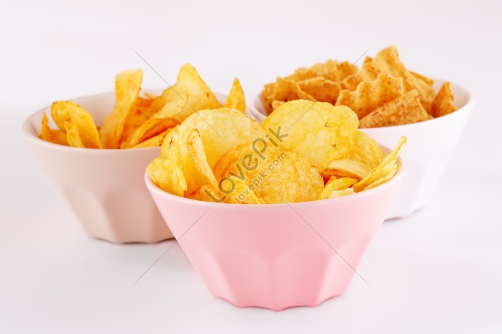 Potato And Wheat Chips Isolated On Gray Background Photo Picture And HD 