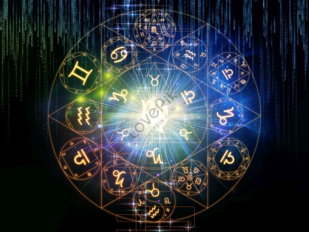 Composite Of Sacred Geometry Zodiac Symbols And Magic Themed Occult ...