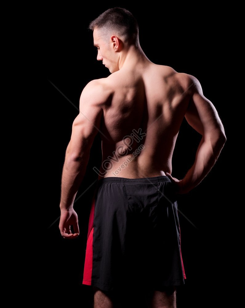 Male Fitness Model Standing with His Back To the Camera in Bodybuilder Pose  Stock Image - Image of shirtless, male: 79668699