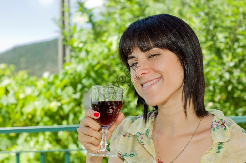 Woman Drinking Red Wine In A Vineyard Picture Picture And HD Photos ...