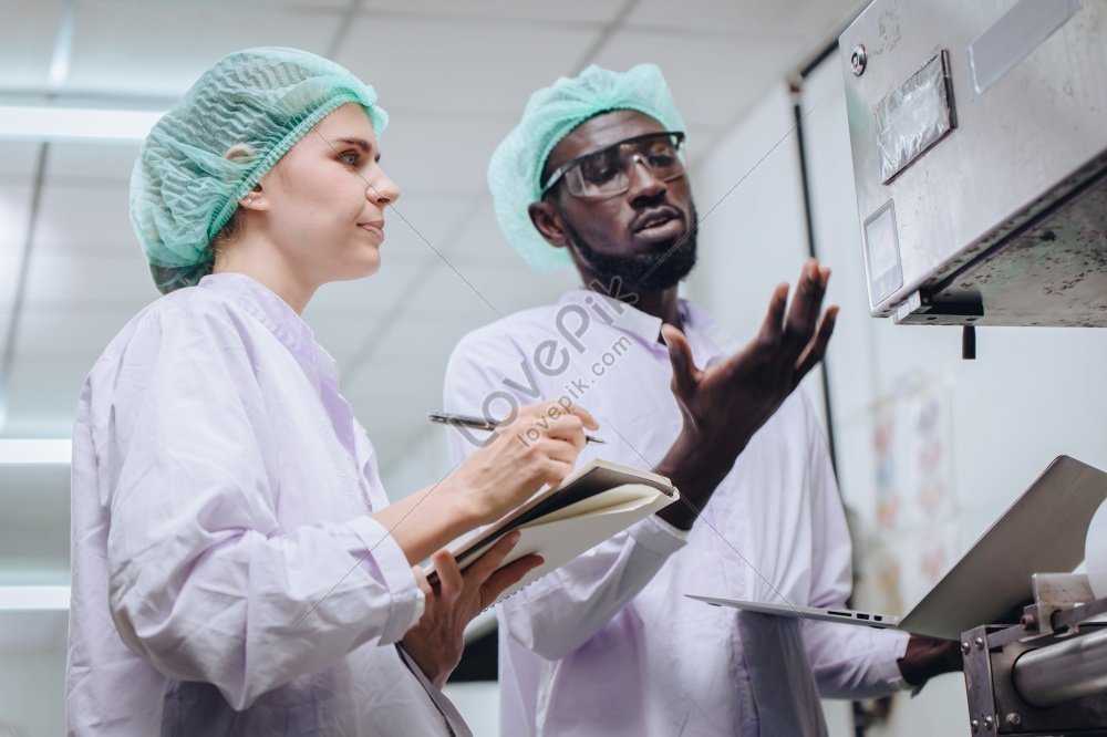 Woman Production Supervisor Working With African Worker In Food Factory ...