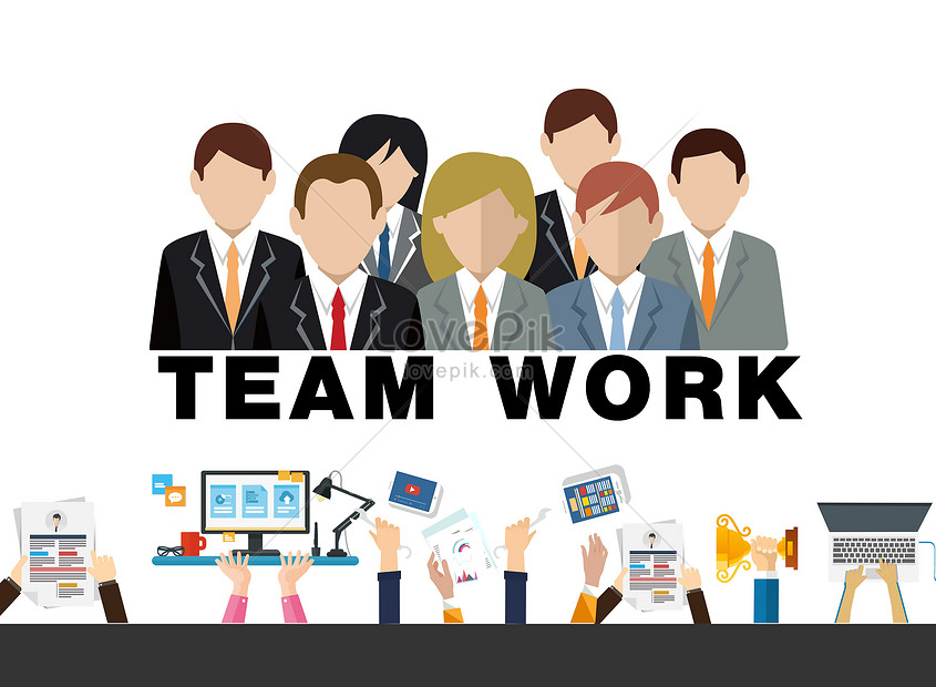 Team work with cartoon characters illustration image_picture free download  