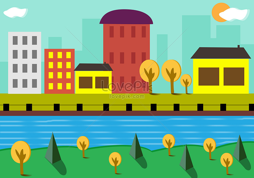 Cartoon city illustration image_picture free download 