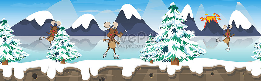 Ice and snow world cartoon illustration image_picture free download  