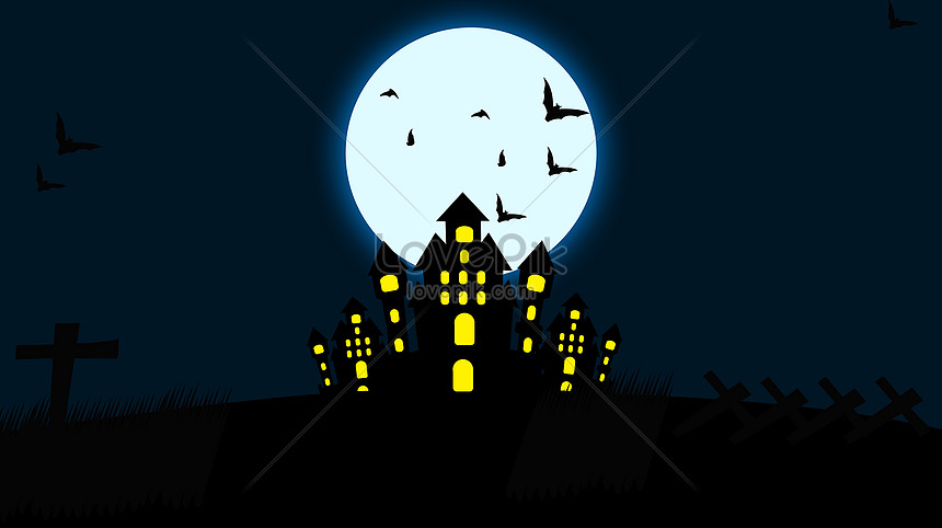 Halloween haunted house background illustration image_picture free download  
