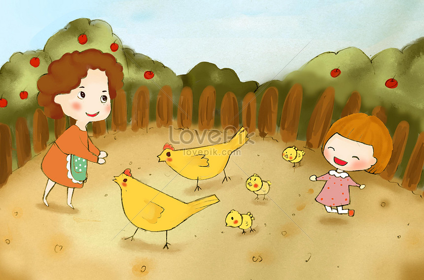 35 Trend Terbaru Gambar  Kartun Anak Memberi Makan Ayam  