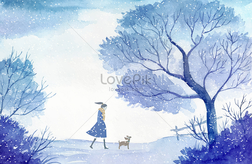 ハイエナのイラストを歩いて冬の雪の日の癒しイメージ 図 Id Prf画像フォーマットai Jp Lovepik Com