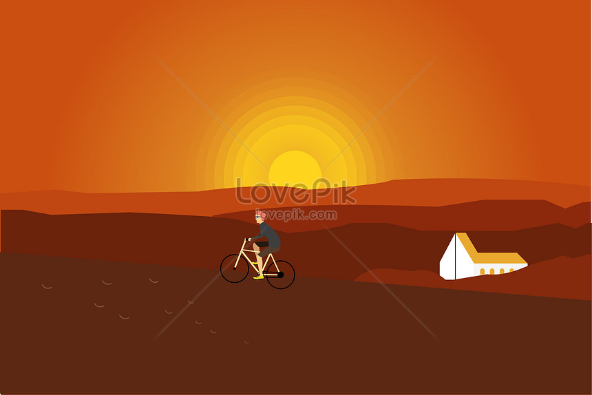 夕日西の風景イラストイメージ 図 Id Prf画像フォーマットai Jp Lovepik Com