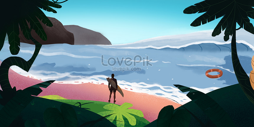 サーフィン海辺のイラストイメージ 図 Id Prf画像フォーマットpsd Jp Lovepik Com