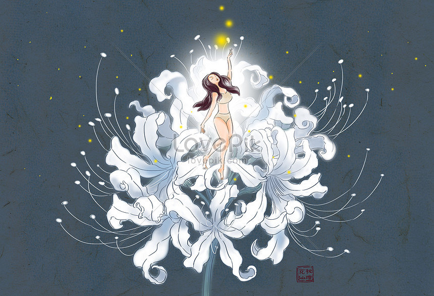 神秘的な花の妖精インクイラストレーションイメージ 図 Id Prf画像フォーマットpsd Jp Lovepik Com