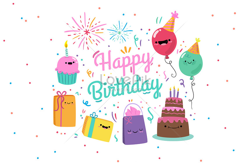 Cartoon cute happy birthday background illustration image_picture free  download 
