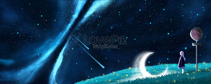 銀河と月光のイラストイメージ 図 Id Prf画像フォーマットpsd Jp Lovepik Com