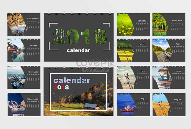 2018 Landscape Calendar Template, 20182018 years templates, instagram post collage templates, letter collage