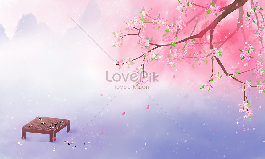 春の古代の美しい桃の花の背景イラストイメージ 図 Id Prf画像フォーマットpsd Jp Lovepik Com