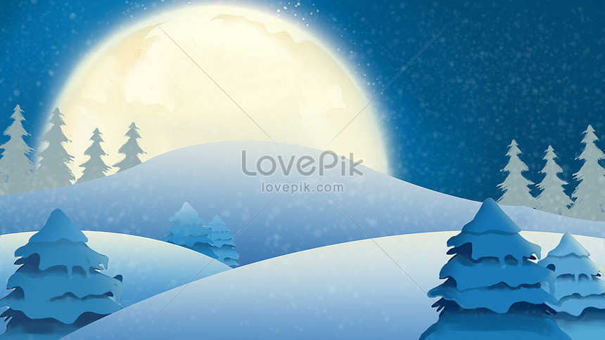雪夜背景插畫圖片素材 Psd圖片尺寸46 2633px 高清圖片 Zh Lovepik Com