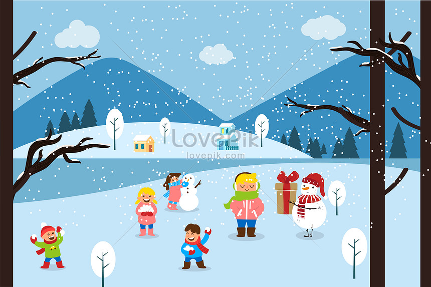 冬の子供たちの風景イラストイメージ 図 Id Prf画像フォーマットai Jp Lovepik Com