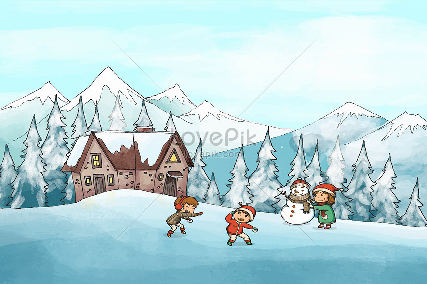 冬手描きの風景イラストイメージ 図 Id Prf画像フォーマットai Jp Lovepik Com