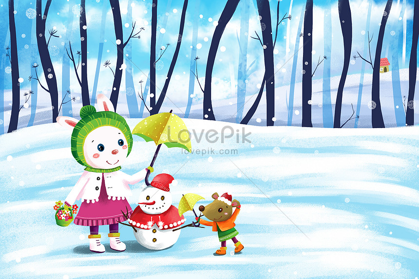 冬の雪景色の小さな新鮮で美しいイラストイメージ 図 Id Prf画像フォーマットpsd Jp Lovepik Com