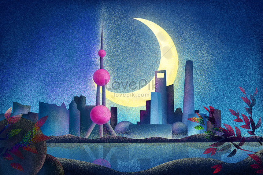 上海夜景イラストイメージ 図 Id 400091973 Prf画像フォーマットpsd Jp Lovepik Com