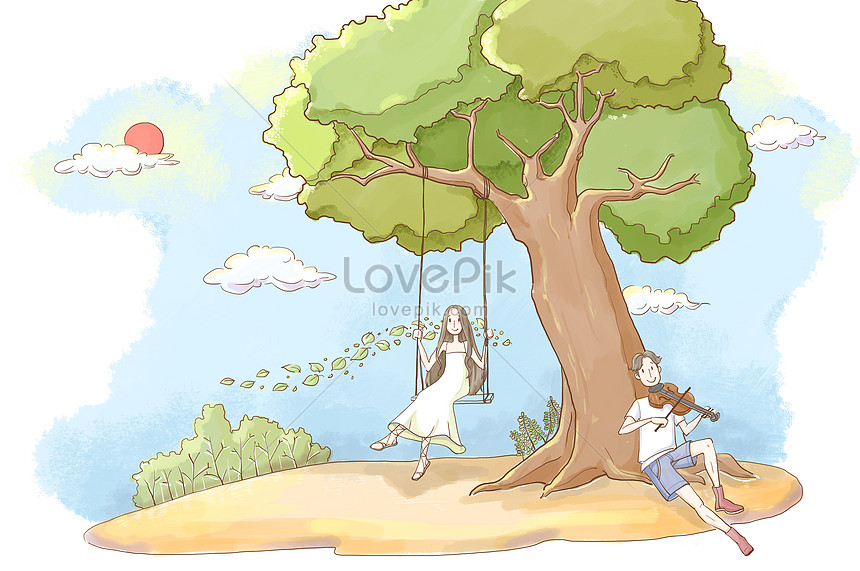 A swinging love affair illustration image_picture free download  