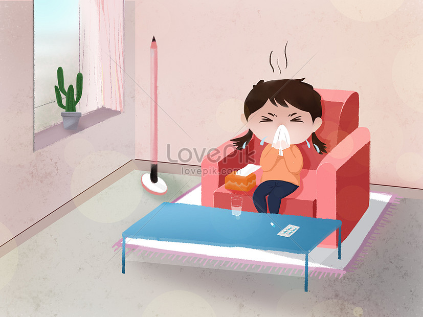 A cold and a runny nose illustration image_picture free download  