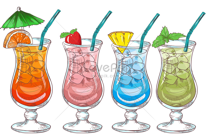 Drawing Summer Cold Drink Vector Decoration PNG Images | AI Free Download -  Pikbest
