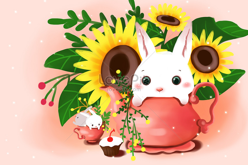 Spring Rabbit Wallpaper Illustration Image Picture Free Download Lovepik Com