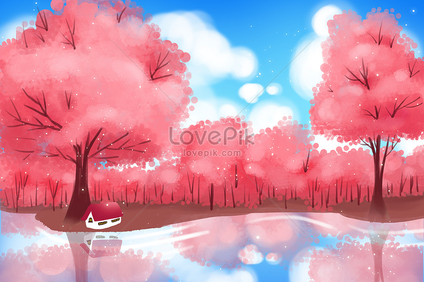 春の赤い桜の森の壁紙イメージ 図 Id Prf画像フォーマットpsd Jp Lovepik Com