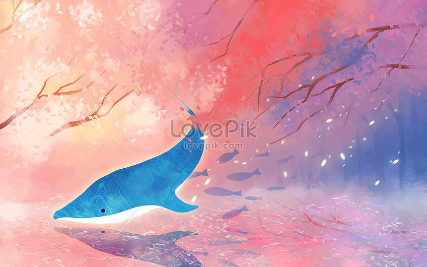 幻の桜イルカ イラスト素材 無料ダウンロード - Lovepik