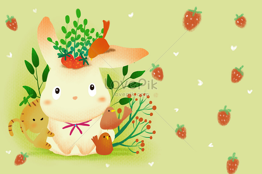 Lovely Rabbit Wallpaper Illustration Image Picture Free Download Lovepik Com