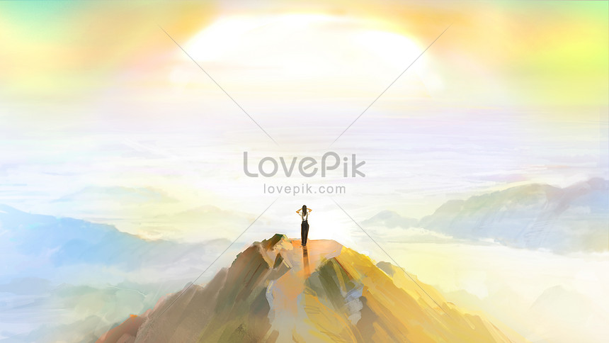 Look At The Sun On The Top Of The Mountain Illustration Image Picture Free Download Lovepik Com