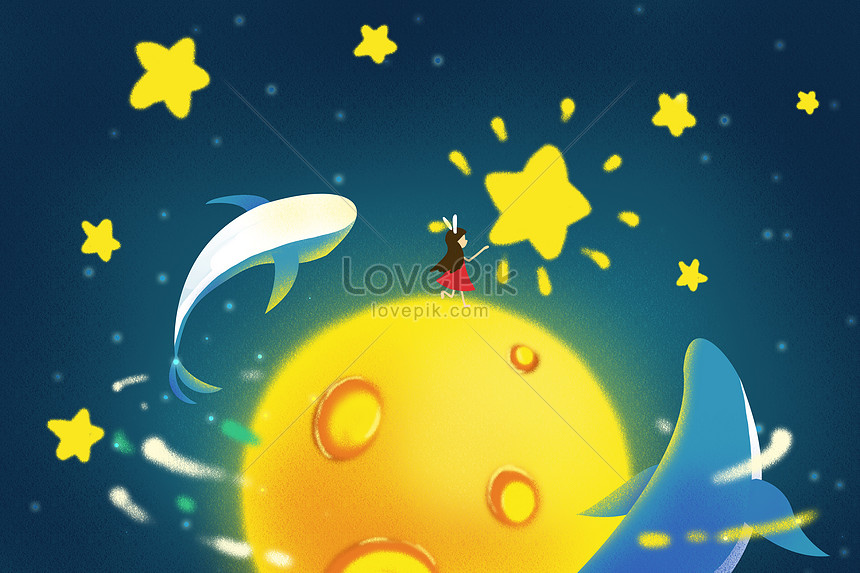 The dream planet and the girl illustration image_picture free download  