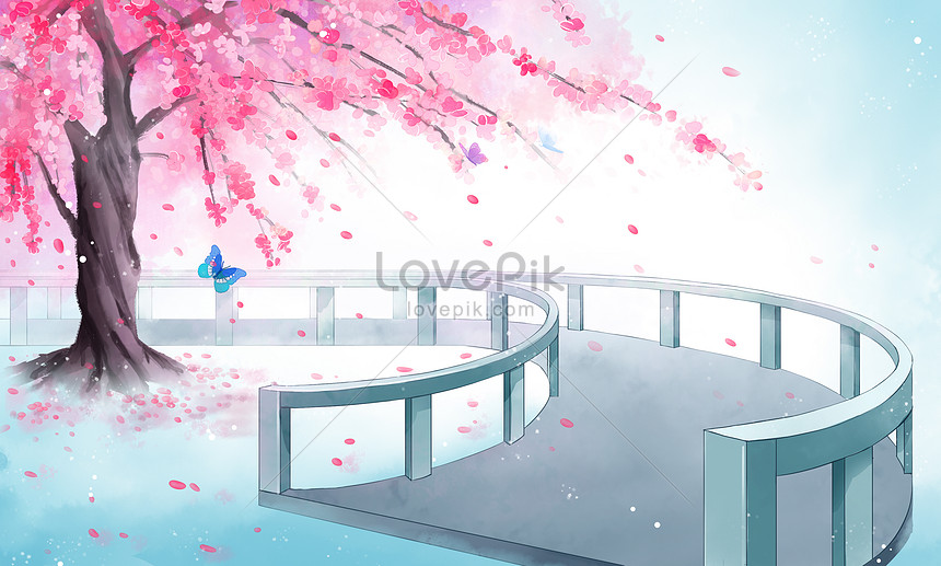 古代の桜の木の美しいイラストの背景イメージ 図 Id Prf画像フォーマットpsd Jp Lovepik Com