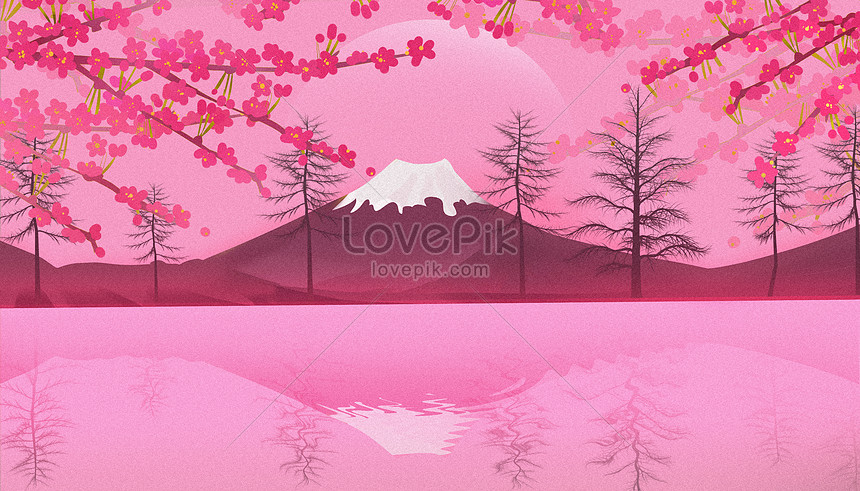 Bunga Sakura Gunung Fuji Gambar Unduh Gratis Ilustrasi 400110131 Format Gambar Psd Lovepik Com